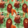 King Lion on green Paint Strokes Cotton Lycra