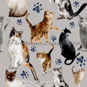 Kitty Heart Paws Cotton Lycra