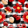 Ladybugs On Plaid Cotton Lycra