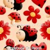 Ladybugs on Peach Cotton Lycra