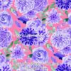 Lavender Roses & Dahlias on Light Pink Cotton Lycra