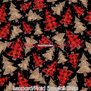 Leopard/Plaid Snowfall Trees Cotton Lycra