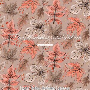 Light Boho Autumn Leaves Cotton Lycra