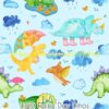 Light Rainy Day Dinos Cotton Lycra