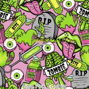 Lime Pink Zombies Cotton Lycra