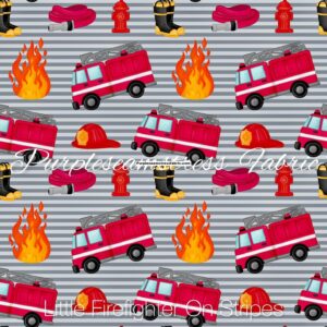 Little Firefighters On Stripes Cotton Lycra