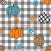 Little Rainbows & Pumpkins On Gingham Cotton Lycra