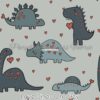 Love Dinos on Grey Cotton Lycra