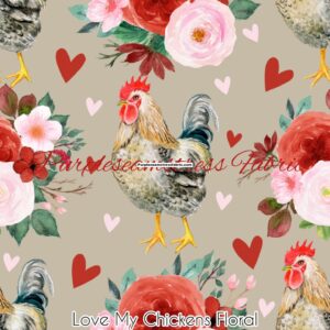 Love My Chickens Floral Cotton Lycra