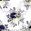 Midnight Purple & Pale Yellow Roses Cotton Lycra