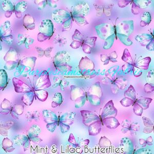 Mint & Lilac Butterflies Cotton Lycra