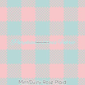 Mint/Dusty Rose Plaid Cotton Lycra