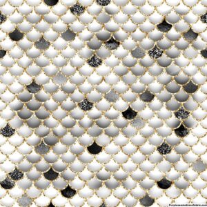 Monochrome  Glitter Mermaid Scales Cotton Lycra