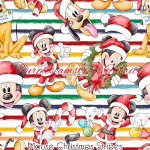 Mouse Christmas Stripes Cotton Lycra