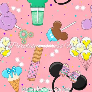 Mouse Snacks On Pink Cotton Lycra