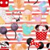 Mouse Treats on Faded Red Stripes Cotton Lycra