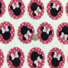 Minnie Mouse Heads wearing bows on Polka Dotted circles Cotton Lycra