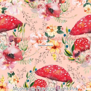 Mushroom Floral On Lt Pink Cotton Lycra