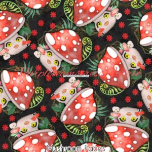 Mushroom Faces Cotton Lycra