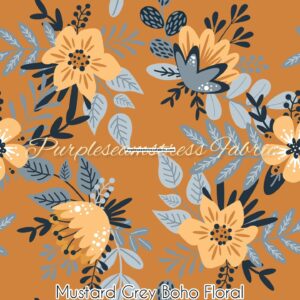 Mustard/Grey Boho Floral Cotton Lycra