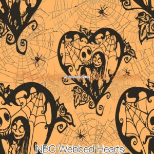 NBC Webbed Hearts on orange Cotton Lycra