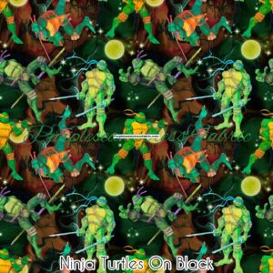 Ninja Turtles on Black Cotton Lycra
