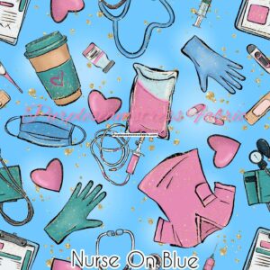 Nurse on Blue Cotton Lycra
