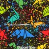 Origami Dinos on black Cotton Lycra