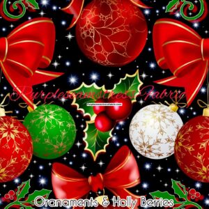 Ornaments & Holly Berries Cotton Lycra