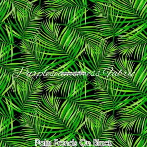 Palm Fronds On Black Cotton Lycra