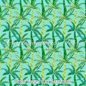 Palm Trees On Seafoam Cotton Lycra
