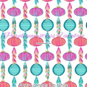 Party Lanterns On White Cotton Lycra
