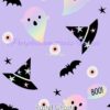 Pastel Lavender Ghosts & Bats Cotton Lycra