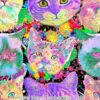 Pastel Psychedelic Cats Cotton Lycra