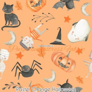 Pastel Orange Halloween Cotton Lycra