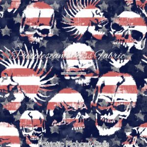 Patriotic Mohawk Skulls Cotton Lycra