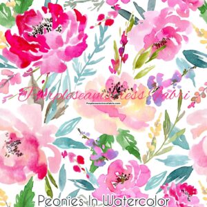 Peonies in Watercolor Cotton Lycra