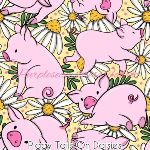Piggy Tails on Daisies Cotton Lycra