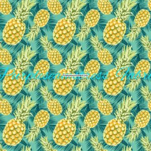 Pineapples On Dark Mint Cotton Lycra
