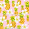 Pineapples & Plumerias On Pink Cotton Lycra