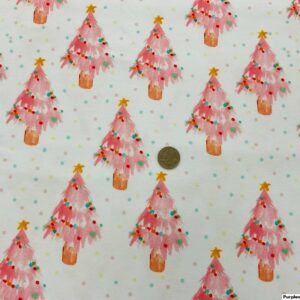Pink Christmas Trees Cotton Lycra