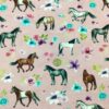 Pink Floral Horses Cotton Lycra