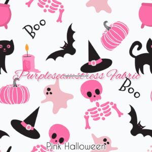 Halloween Hello Kitty on Pink Cotton Lycra – Purpleseamstress Fabric