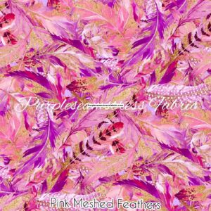 Pink Meshed Feathers Cotton Lycra
