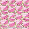 Pink Watermelon On Stripes Cotton Lycra