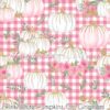Pink/White Pumpkins On Gingham Cotton Lycra