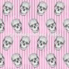 Skulls on Pink Stripes Cotton Lycra