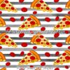 Pizza Slices On Stripes Cotton Lycra