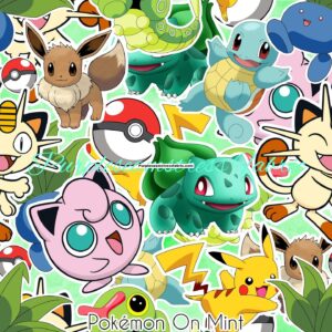 Pokemon on Mint Cotton Lycra