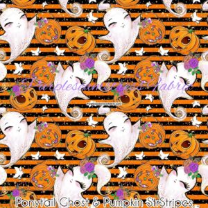 Ponytail Ghost & Pumpkin Stripes Cotton Lycra